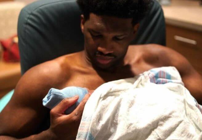 Thomas Embiid son Joel Embiid and newborn grandson Arthur.